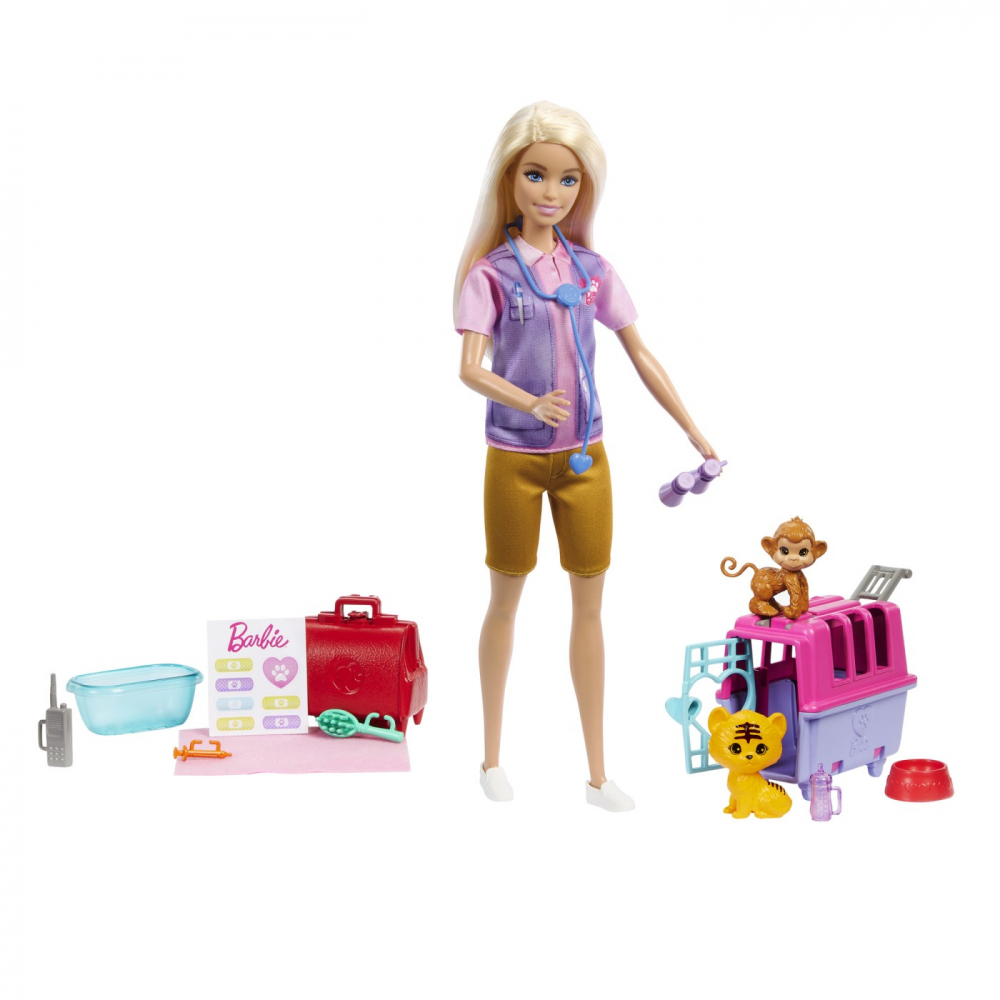 BARBIE YOU CAN BE SET PAPUSA CU DOUA ANIMALUTE DIN JUNGLA [5]