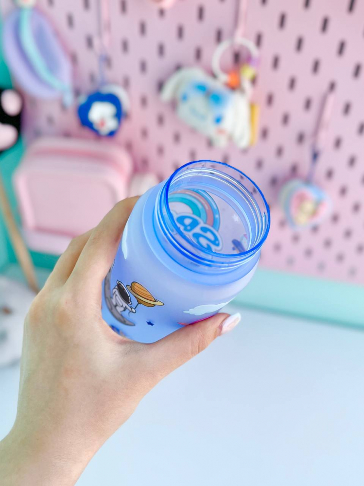 Bidon de apa pentru copii, model astronaut, albastru,plastic,500 ml [4]