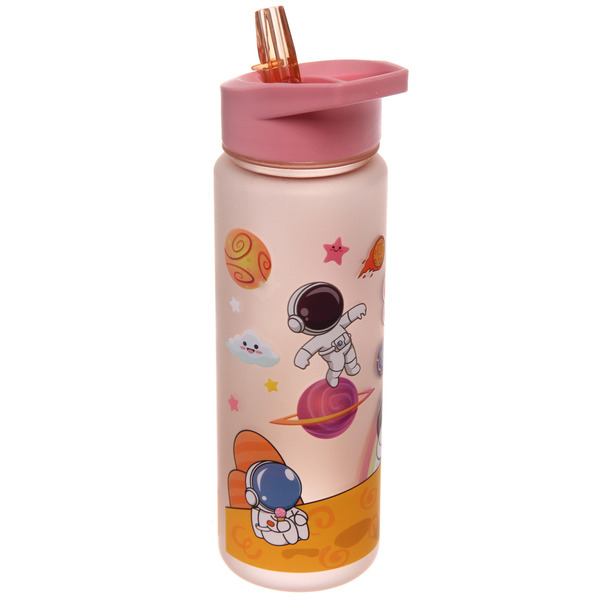 Bidon de apa pentru copii, model astronaut, roz,plastic,500 ml [3]
