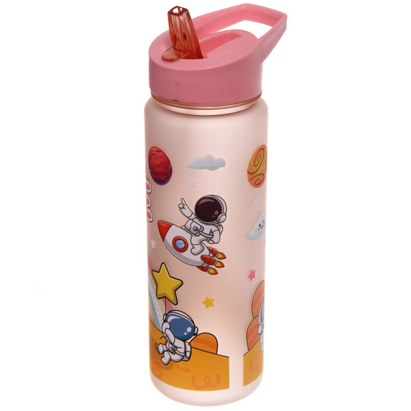 Bidon de apa pentru copii, model astronaut, roz,plastic,500 ml [2]