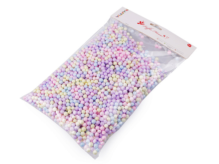 Bile polistiren pentu activitati crafts, culori pastelate,6-8mm,10 grame [2]