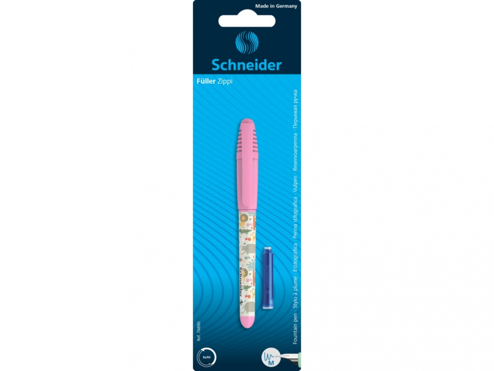 Blister stilou + rezerva cerneala pentru incepatori, model Schneider Zippi Roz