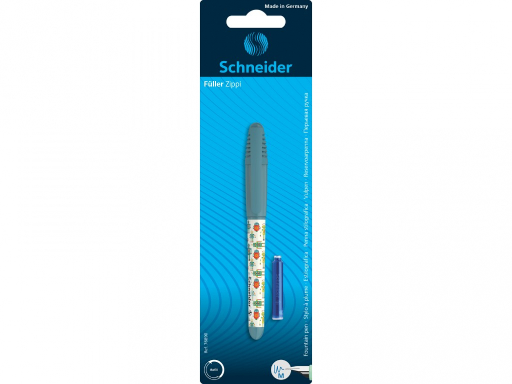 Blister stilou + rezerva cerneala pentru incepatori, model Schneider Zippi Verde
