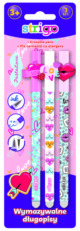 Blister 3 pixuri Strigo LOVEX, cerneala cu stergere