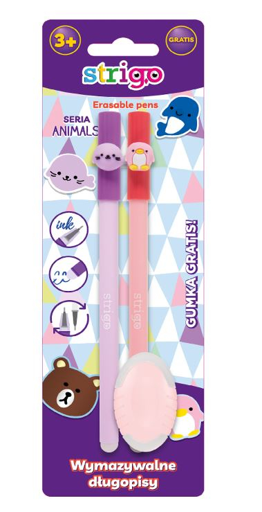 Blister Strigo – Pix cu Cerneală Termosensibilă, Model Animals + Guma de Șters Magică [1]