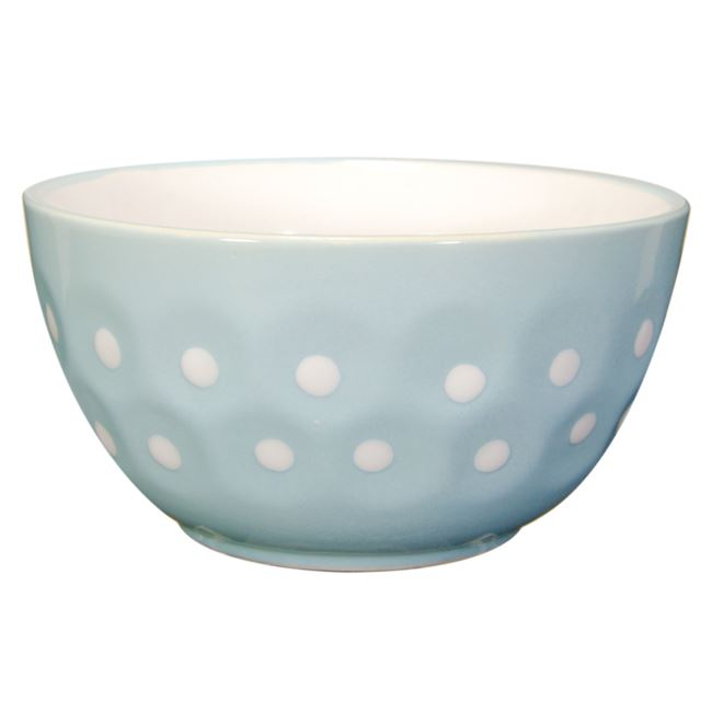 Oem Bol albastru cu buline albe pentru supa,ceramica,650 ml
