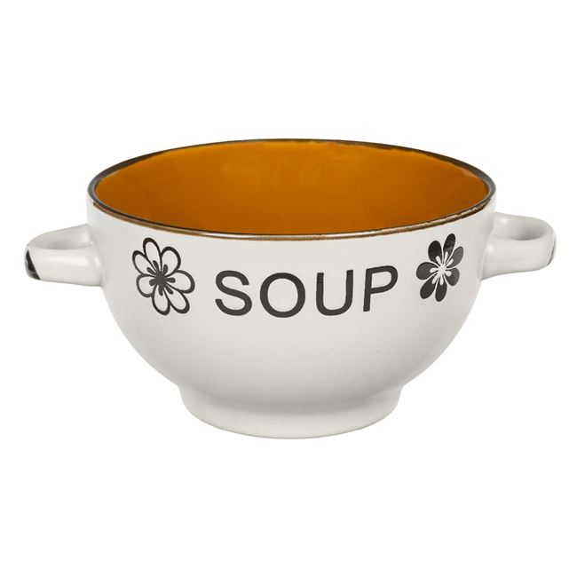 Bol pentru supa cu manere,model soup,ceramica,bej,650 ml