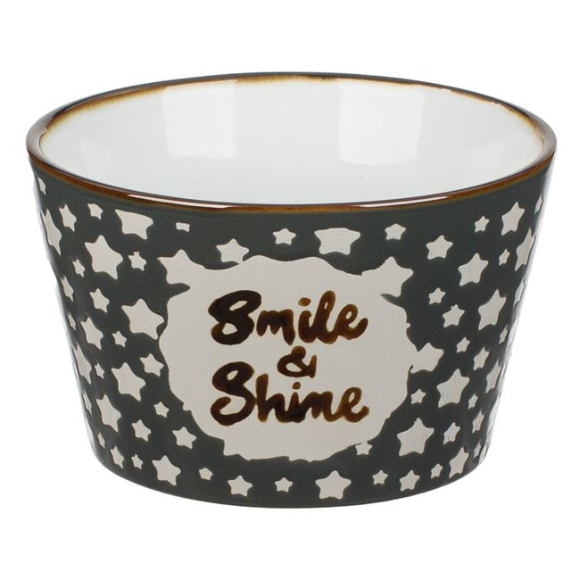 Bol smile shine pentru servire,ceramica,gri inchis,560 ml