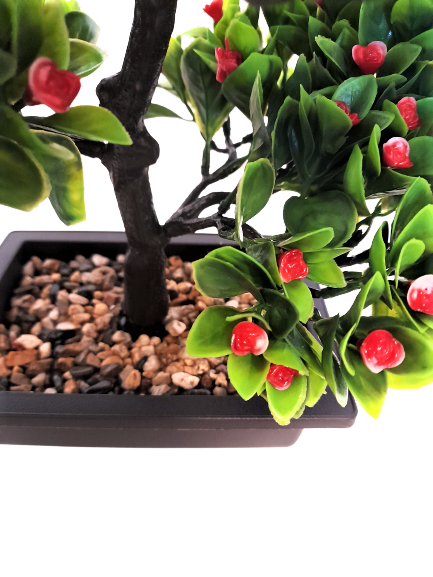 Bonsai decorativ artificial cu flori rosii [3]