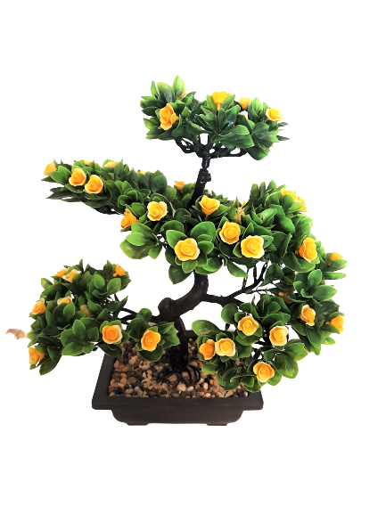 Bonsai decorativ artificial in ghiveci cu flori galbene [2]