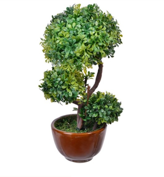 Bonsai tip copacel artificial decorativ, verde, 19 cm