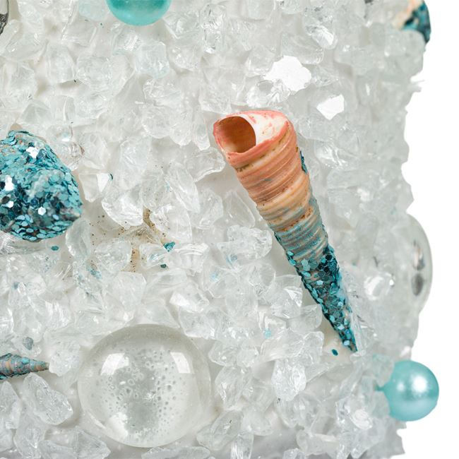 Borcan decorativ tip vaza cu aplicatii scoici si cristale [2]