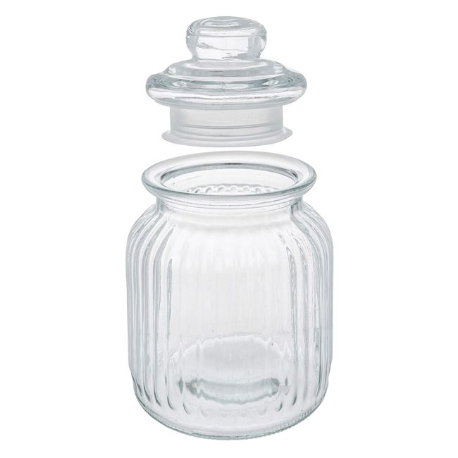 Borcan din sticla pentru dulciuri,design dungi in relief,1000 ml [2]