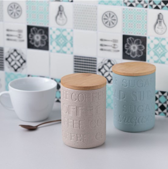 Set 2 borcane din ceramica cu capac pentru depozitare [4]