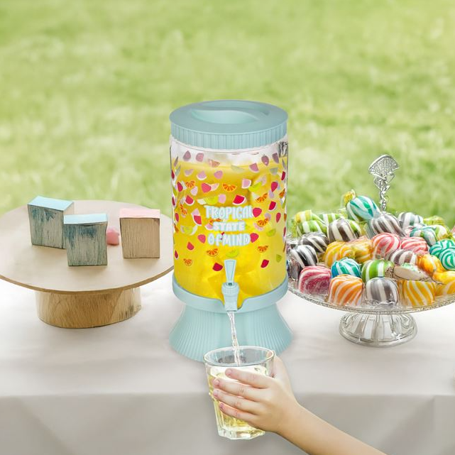 Borcan pentru limonada cu robinet si suport, imprimeu fructe, 6.6 litri [4]