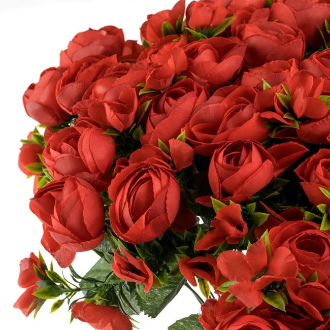 Buchet decorativ artificial cu flori de trandafiri rosii,plastic,38 cm [2]