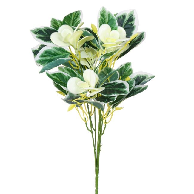 Buchet decorativ artificial cu flori mici albe,plastic,34 cm