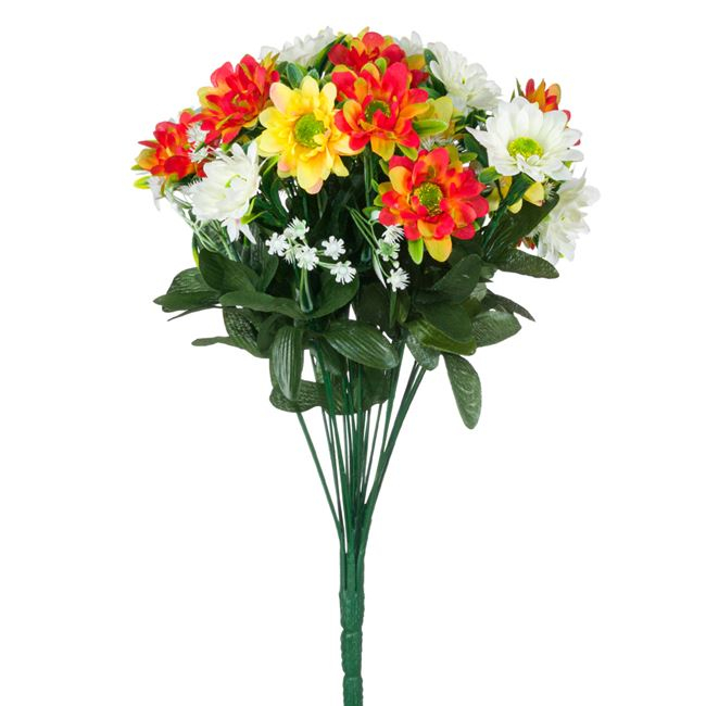 Buchet decorativ artificial cu flori mici galbene,plastic,46 cm