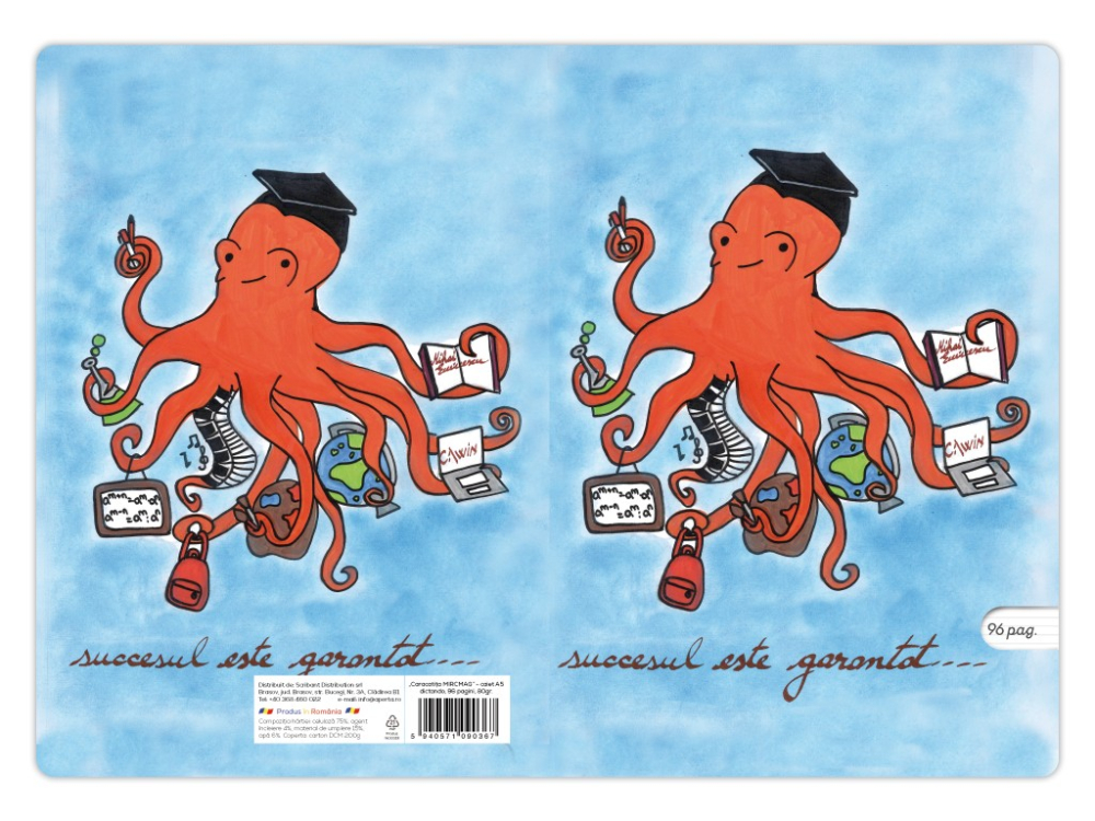 Caiet A5 dictando, ilustratie Caracatița MIRCMAG,48 file, 80g [3]