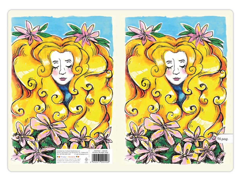 Caiet A5 dictando, ilustratie Fata florii,48 file, 80g [3]