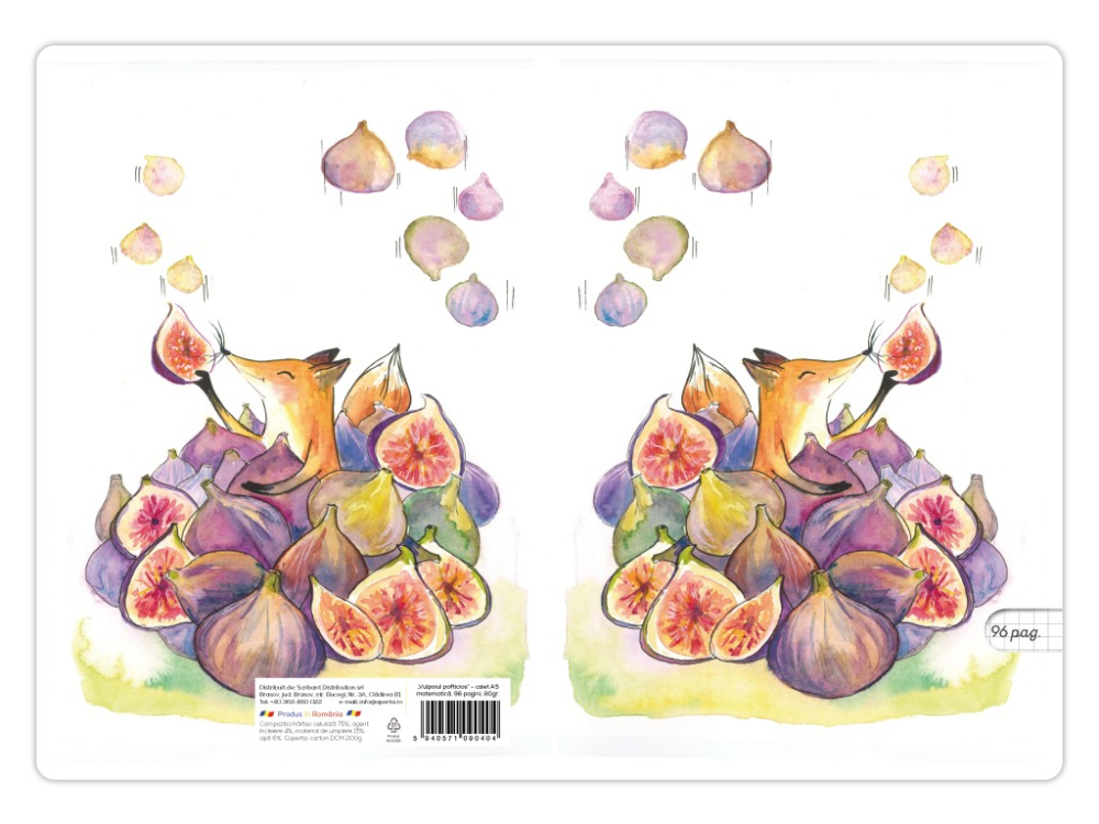 Caiet A5 matematica, ilustratie Vulpoiul pofticios, 48 file, 80g [3]