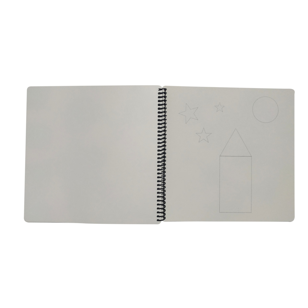 Caiet cu spirala cu 6 planse reutilizabile,model Sa invatam elementele grafice, 23x23 cm [3]