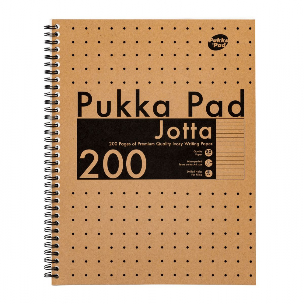 Caiet cu Spirala Pukka Pad Jotta Kraft A4, 200 File Dictando, Hartie 80g, 4 Perforatii, Coperti Cartonate