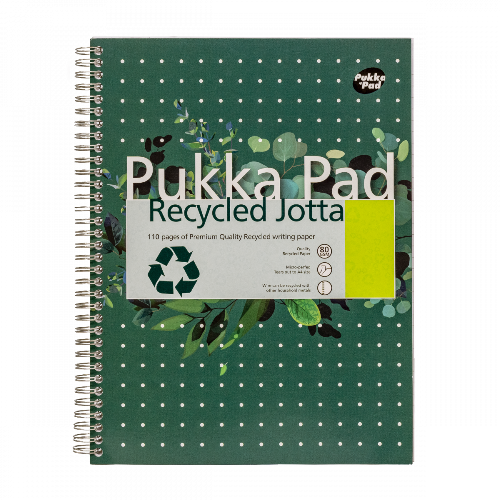 Caiet cu Spirala Pukka Pad Jotta Recycled A4, 110 Pagini Dictando, 4 Perforatii