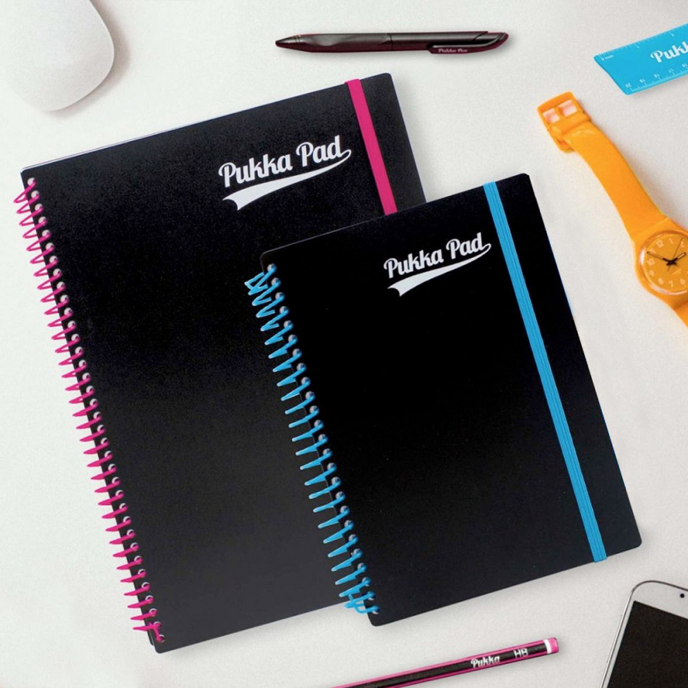 Caiet cu Spirală Pukka Pad PP Neon A5, 200 Pagini Dictando, Portocaliu / Albastru / Roz [5]