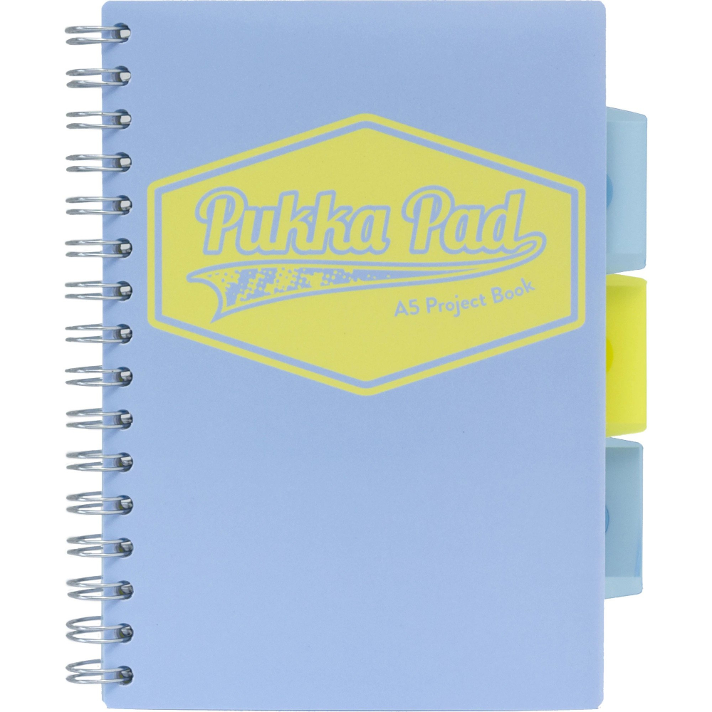 Caiet cu Spirala si 3 Separatoare Pukka Pad Project Book Pastel, Dictando, 200 File, Hartie 80g, Coperti PP