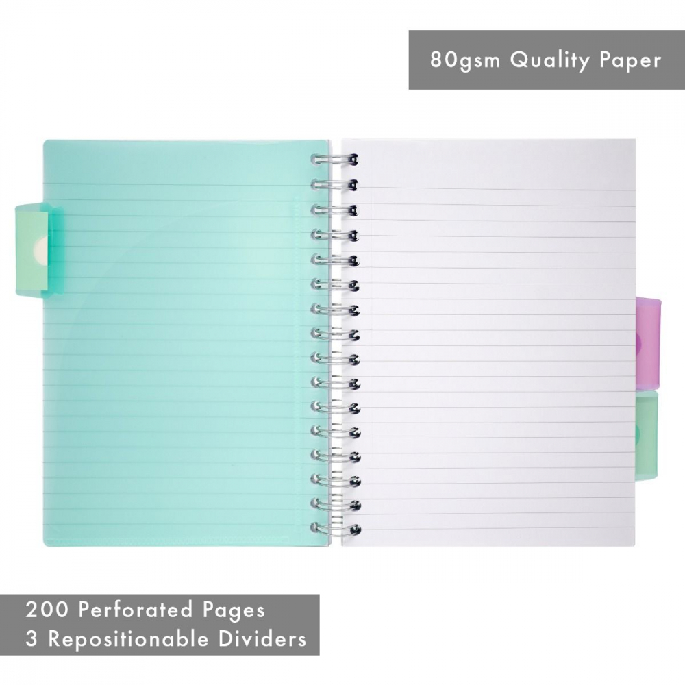 Caiet cu Spirală și 3 Separatoare Pukka Pad Project Book Pastel, Dictando, 200 File, Hârtie 80g, Coperți PP [2]