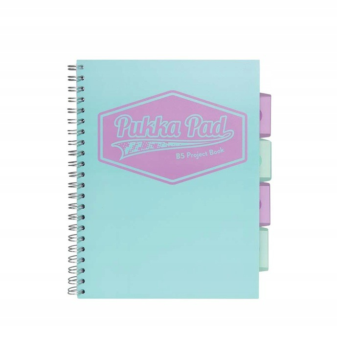 Caiet cu Spirala si 5 Separatoare Pukka Pad Project Book Pastel B5, 200 Pagini Matematica, Coperti PP