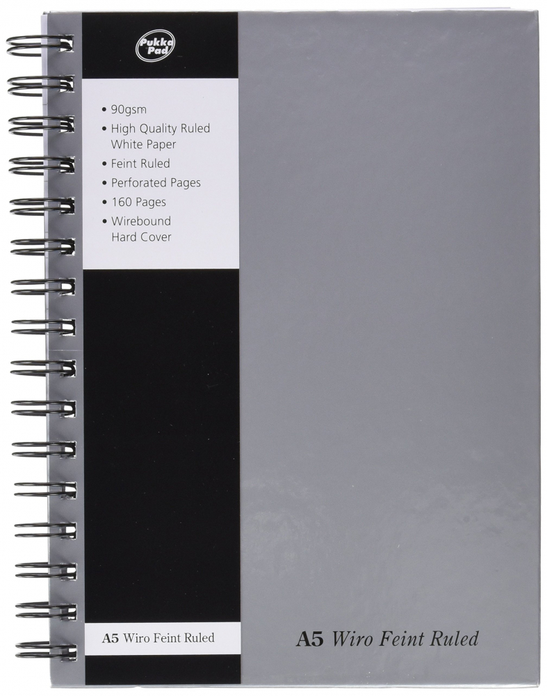 Caiet cu Spirala si Microperforatii Pukka Pad Wirebound A5, 160 Pagini Dictando, Coperta Intarita