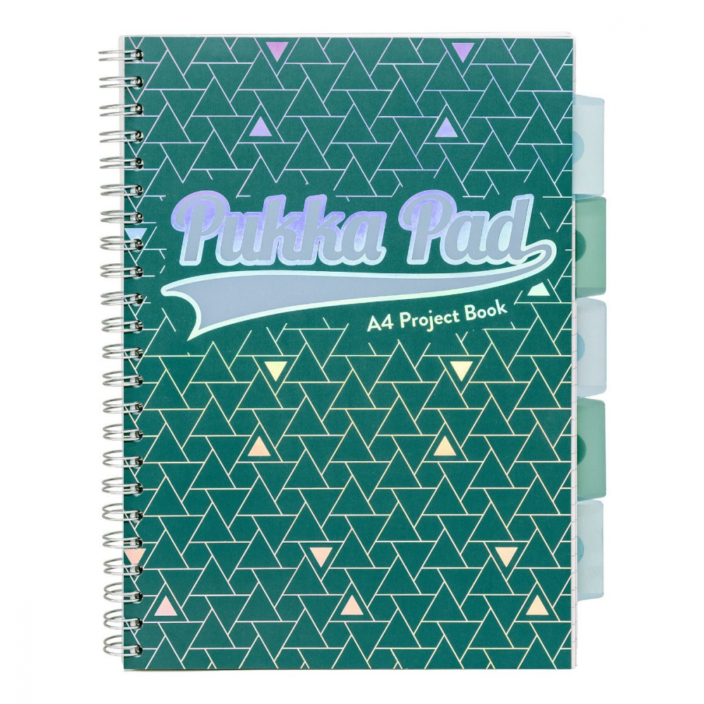 Caiet cu Spirala si Separatoare Pukka Pad Project Book Glee A4, 200 File Matematica, Verde