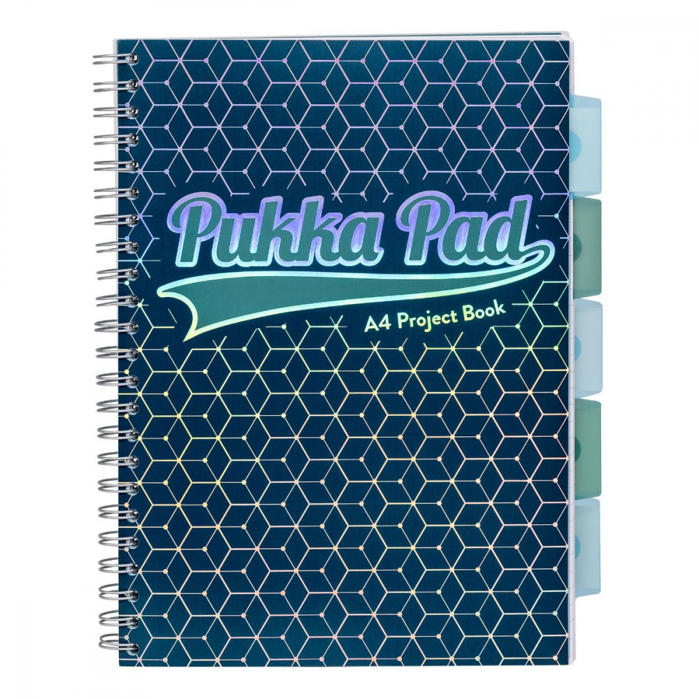 Caiet cu Spirala si Separatoare Pukka Pad Project Book Glee A4, Dictando, Albastru Inchis