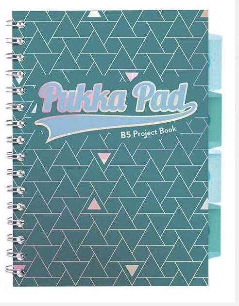Caiet cu Spirala si Separatoare Pukka Pad Project Book Glee B5, Matematica, Verde