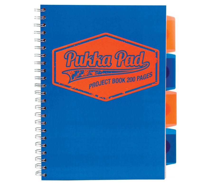 Caiet cu Spirala si Separatoare Pukka Pad Project Book Neon B5, Matematica, Albastru