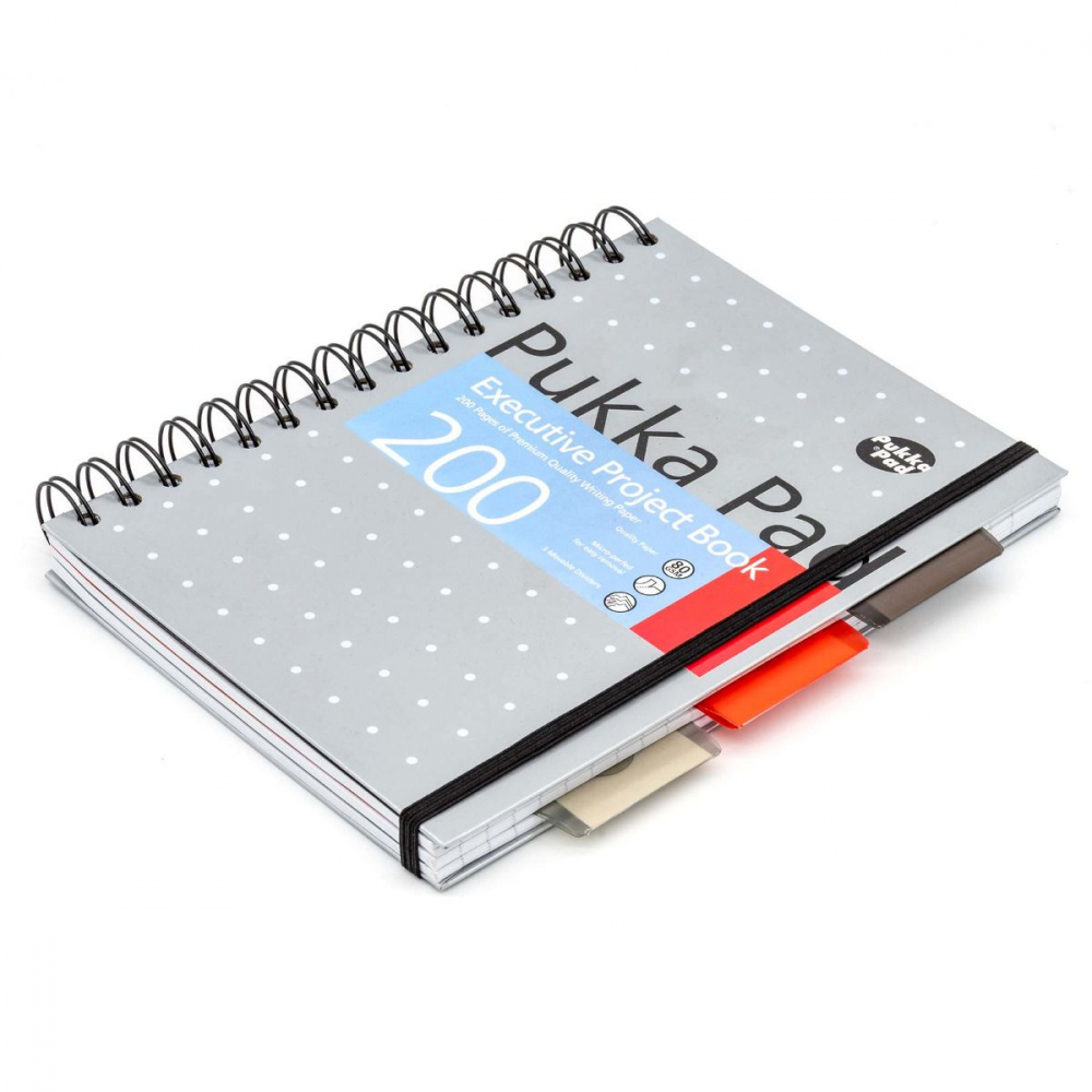 Caiet cu Spirala si Separatoare Pukka Pad A5 Executive Metallic Project Book, 200 Pagini, Albastru