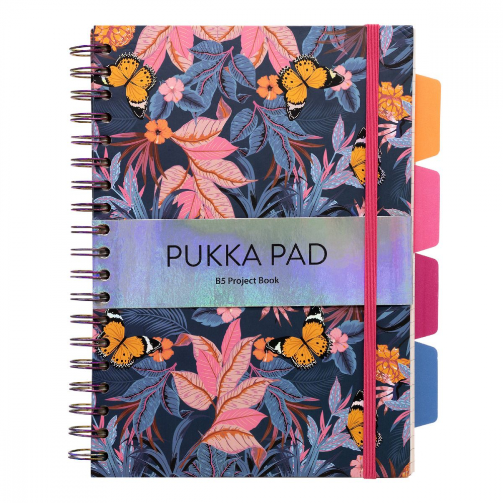 Caiet cu Spirala si Separatoare Pukka Pad Bloom B5, 200 File, Dictando, Design Floral