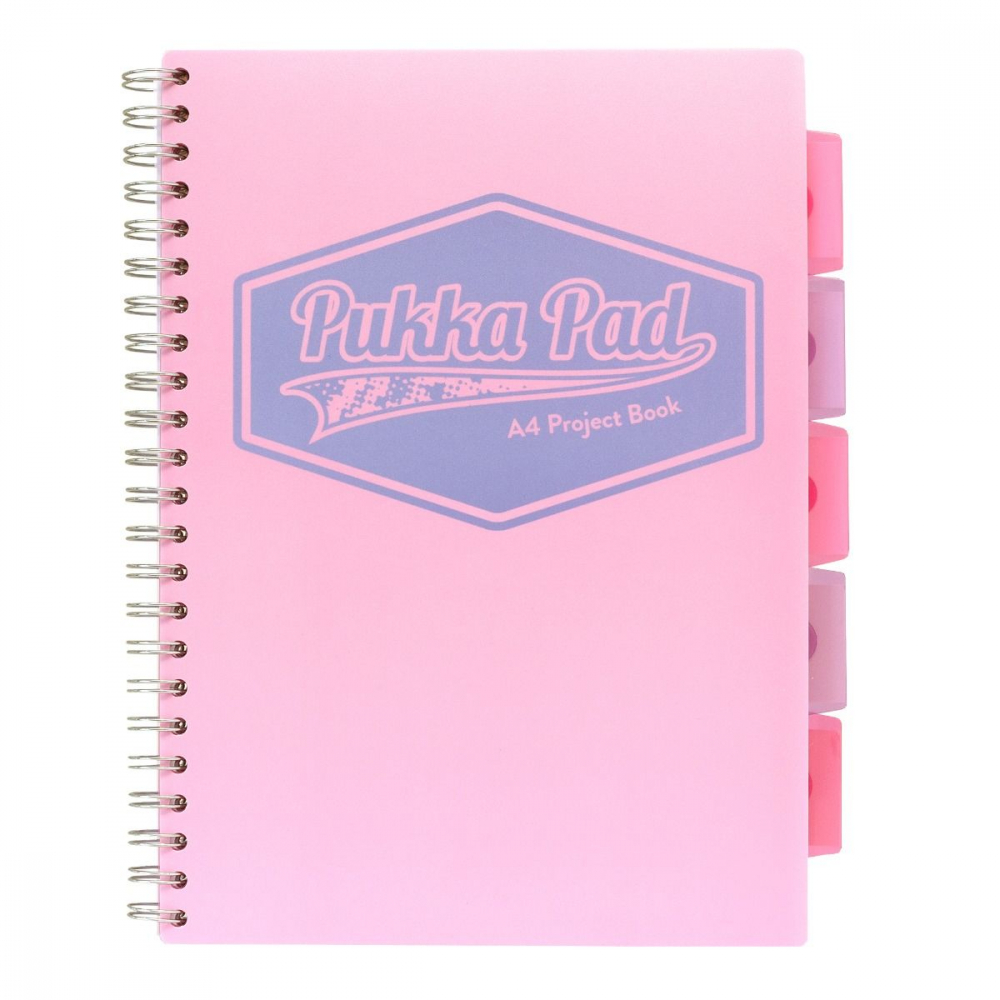 Caiet Pukka Pastel A4 Pink   200 Pagini Dictando, Spirala