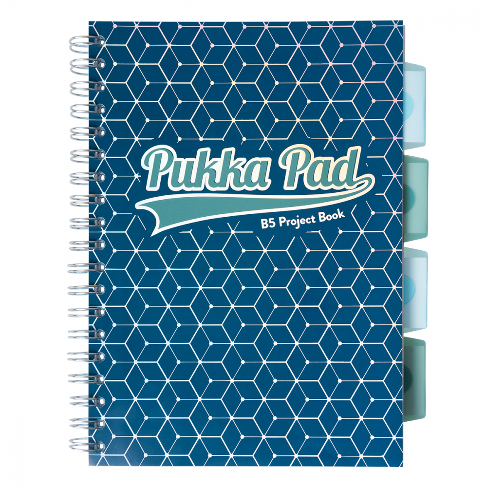Caiet cu Spirala si Separatoare Pukka Pad Project Book Glee B5, Matematica, 200 Pagini, Coperta Albastru Inchis