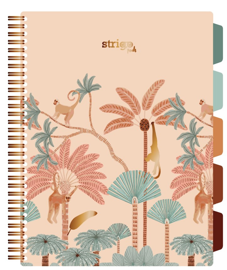 Caiet cu Spirala si Separatoare Strigo Pads Project Book Africa A4, Matematica, Bej Deschis