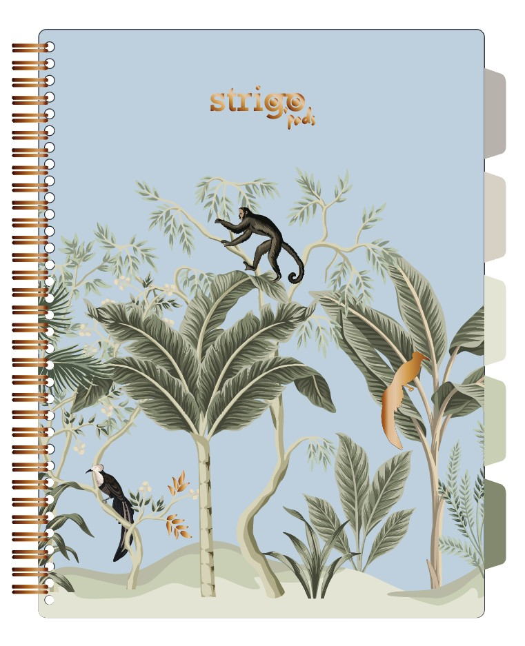 Caiet cu Spirala si Separatoare Strigo Pads Project Book Africa A4, Matematica, Albastru Deschis