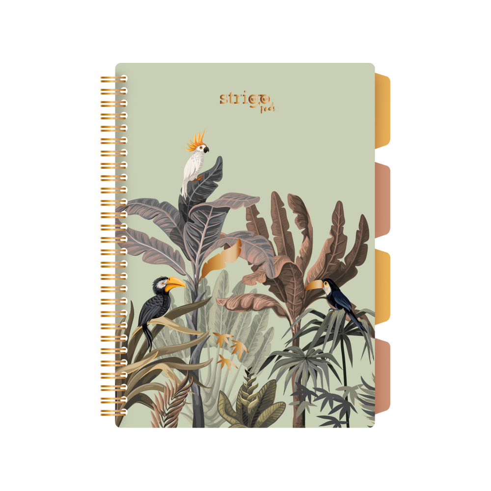 Caiet cu Spirala si Separatoare Strigo Pads Project Book Africa B5, Matematica, Verde Deschis