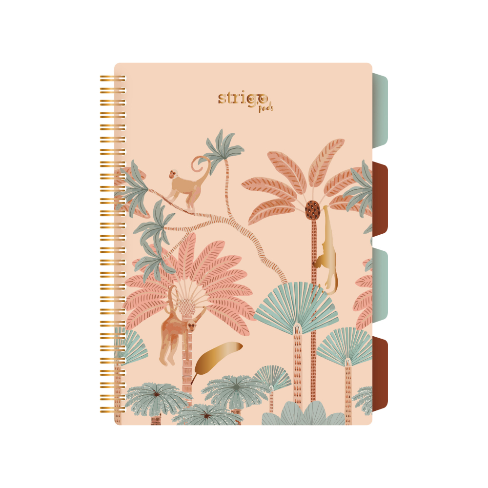 Caiet cu Spirala si Separatoare Strigo Pads Project Book Africa B5, Matematica, Bej Deschis