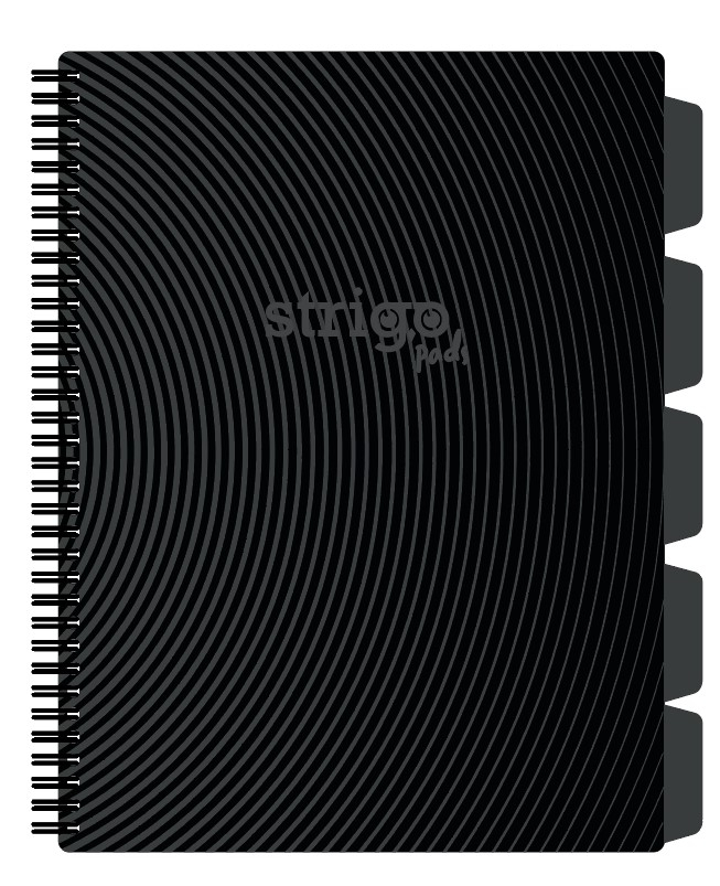 Caiet cu Spirala si Separatoare Strigo Pads Project Book Basic A4, Matematica, Gri Inchis