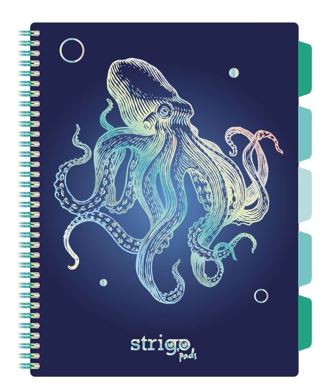 Caiet cu Spirala si Separatoare Strigo Pads Project Book CARACATITA A4, Matematica, Navy Blue