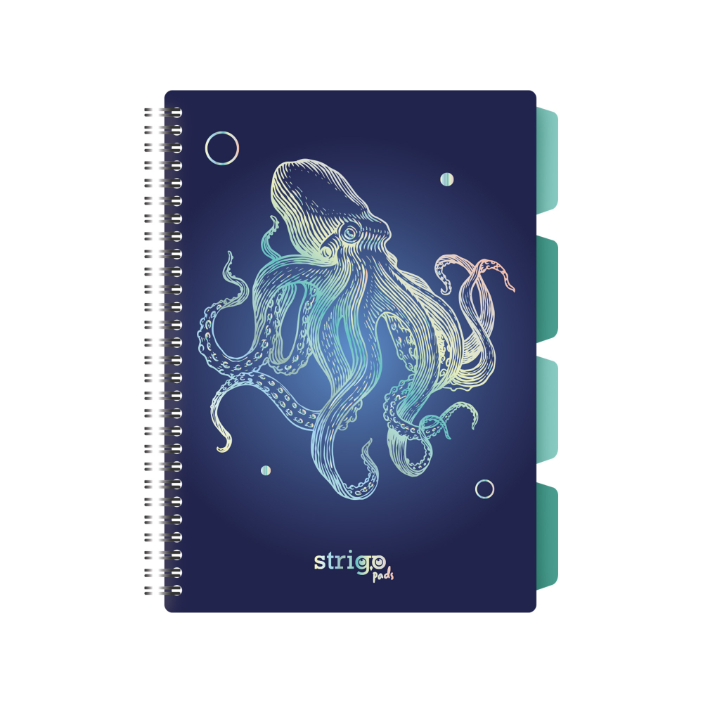 Caiet cu Spirala si Separatoare Strigo Pads Project Book CARACATITA B5, Matematica, Navy Blue