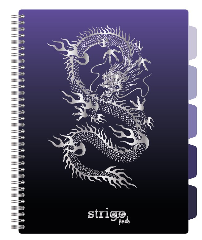 Caiet cu Spirala si Separatoare Strigo Pads Project Book DRAGON A4, Matematica, Mov