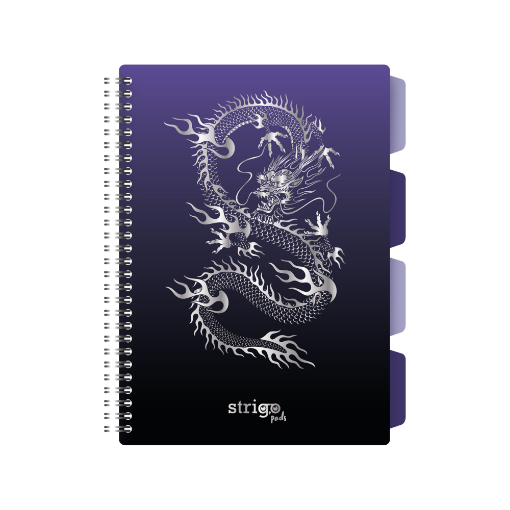 Caiet cu Spirala si Separatoare Strigo Pads Project Book DRAGON B5, Matematica, Mov